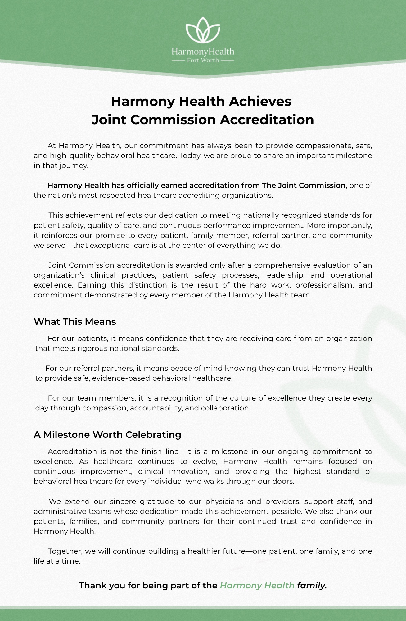 The Joint Commission National Quality Approval